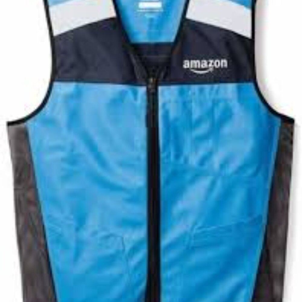 Amazon Men's Blue Black DPS‎ Lully Yang Reflective Work Vest Size XL